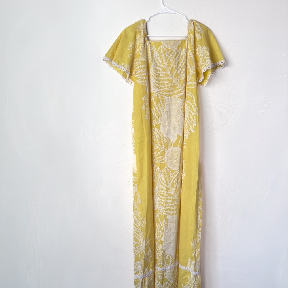 Vintage Tahiti Imports RARE 60’s Hawaiian Maxi Sun Dress Yellow - Picture 5 of 5